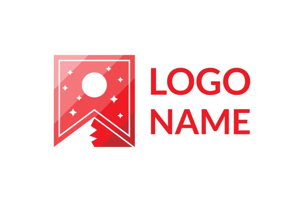 Bookmark Combinação Montanha Design Logotipo Com Ilustração Montanha Estrelas —  Vetores de Stock