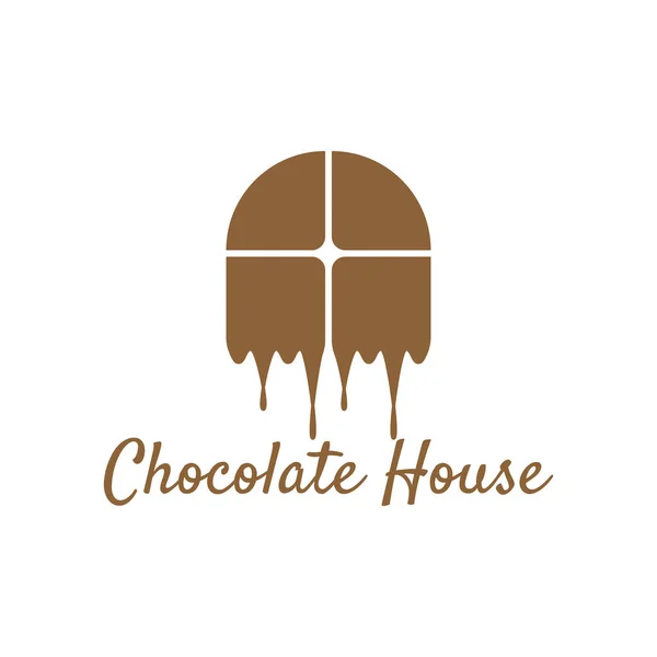 Eenvoudig Modern Logo Design Huis Chocolade — Stockvector