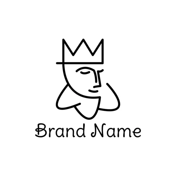 Απλό Λογότυπο Του Βασιλιά Στέμμα Στυλ Γραμμή — Διανυσματικό Αρχείο