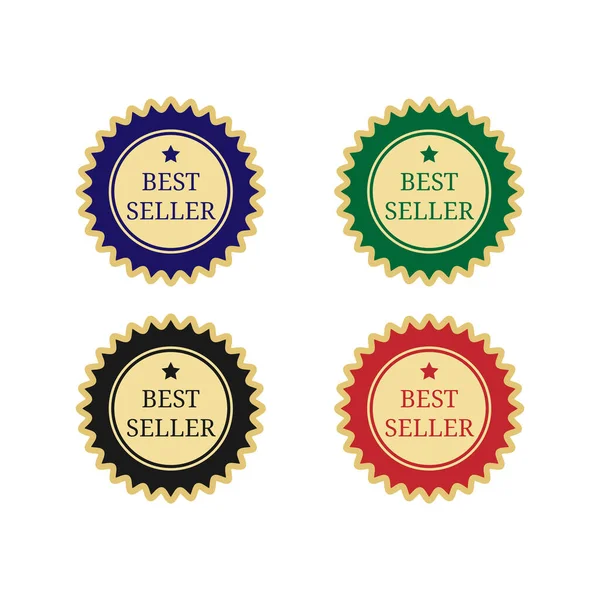 Bestseller Logo Stempel Badge Embleem Bundels Met Vier Kleuren — Stockvector