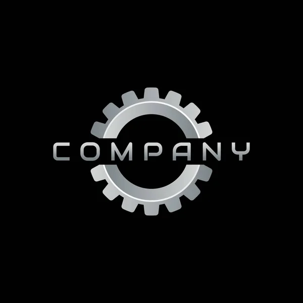 Nowoczesny Prosty Design Logo Przekładni Srebrnej Tekstem Firmowym Środku — Wektor stockowy