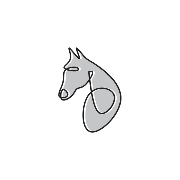 モノラインスタイルのユニークな馬の頭のロゴデザイン — ストックベクタ