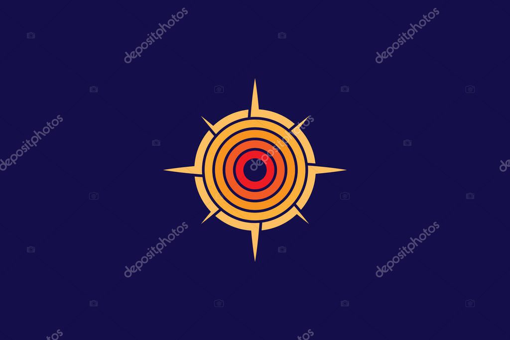 Modern and unique logo design combination of sun and compass