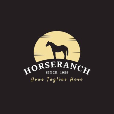 silhouette horse ranch vintage vector logo template clipart
