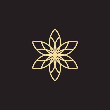 Lüks çizgileri olan lüks çiçek vektör logosu şablonu