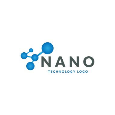 Modern ve gelecekten gelen mavi nano teknolojili logo şablonu