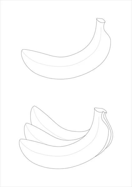 Delineado Bananas Conjunto Vetor Ilustração —  Vetores de Stock
