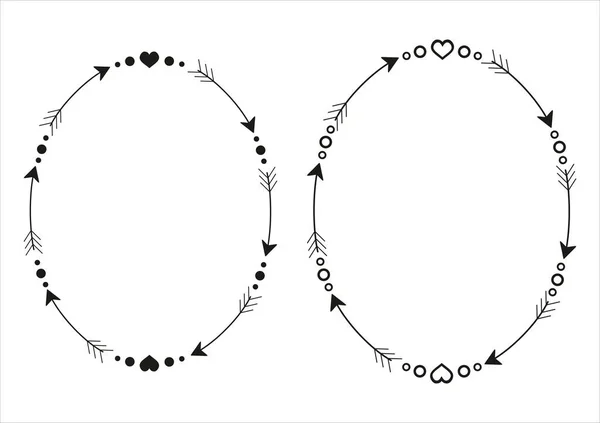 Šipka Oválné Rámce Nastavit Vektorové Ilustrace — Stockový vektor
