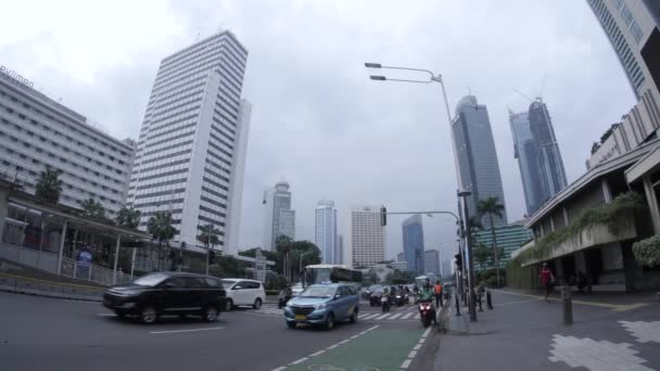 Jacarta Indonésia Janeiro 2022 Tráfego Matinal South Jakarta Bundaran Hotel — Vídeo de Stock