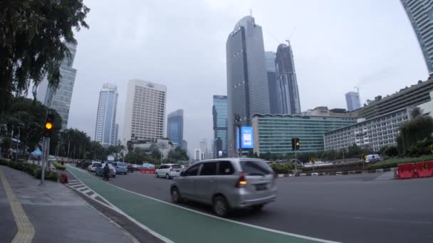 Jacarta Indonésia Janeiro 2022 Tráfego Matinal South Jakarta Bundaran Hotel — Vídeo de Stock