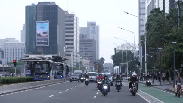 Jakarta Indonésie Ledna 2022 Ranní Provoz Hotelu South Jakarta Bundaran — Stock video