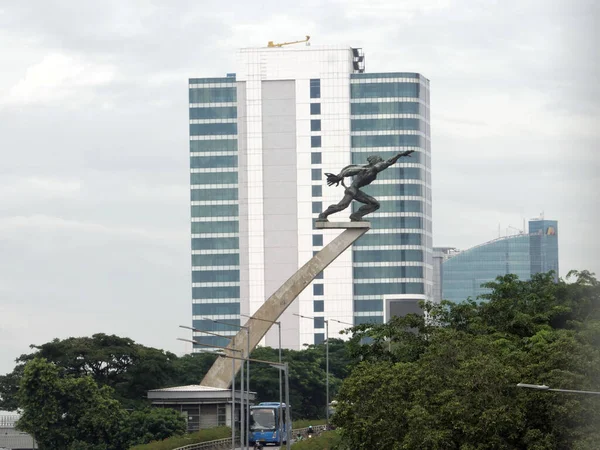 Jakarta Indonesien Mars 2022 Utsikt Över Pancoran Statyn Jalan Saharjo — Stockfoto