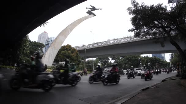 Jakarta Indonésie Března 2022 Provoz Panorské Křižovatce Jižní Jakarta Ovládán — Stock video