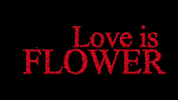 Animáció Szó Szerelem Egy Virág Egy Sor Elhalványuló Szív Ikonok — Stock videók
