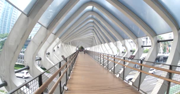 Yakarta Indonesia Abril 2022 Arquitectura Moderna Del Puente Peatonal Gelora — Vídeo de stock