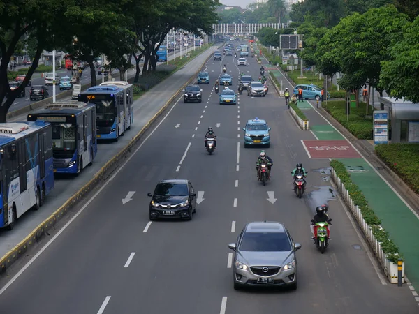 Jakarta Indonésie Dubna 2022 Provoz Dálnici Sudirman Jakarta Indonesia — Stock fotografie