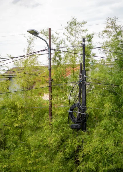 Messy Wires Electric Poles — Fotografia de Stock