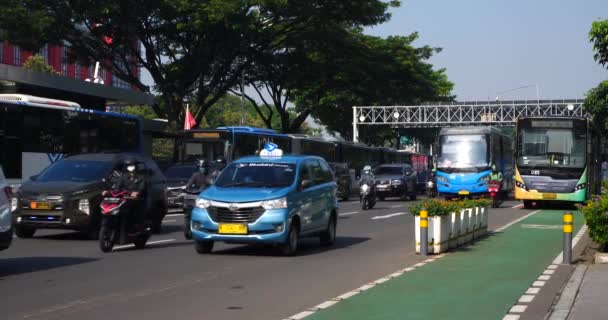 Jakarta Indonézia Május 2022 Közlekedési Dugó Reggel Jalan Sudpresident Dél — Stock videók
