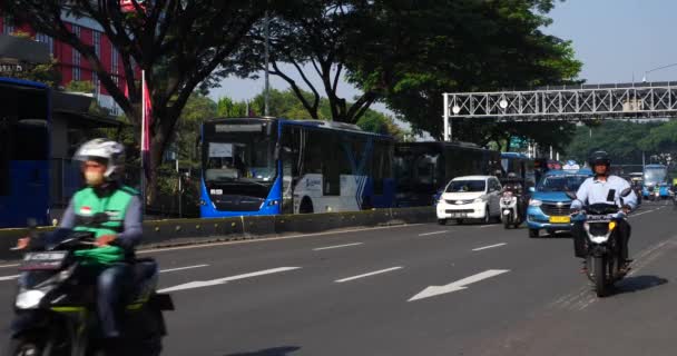 Jakarta Indonesia May 2022 Traffic Jam Morning Jalan Sudirman South — Stock Video