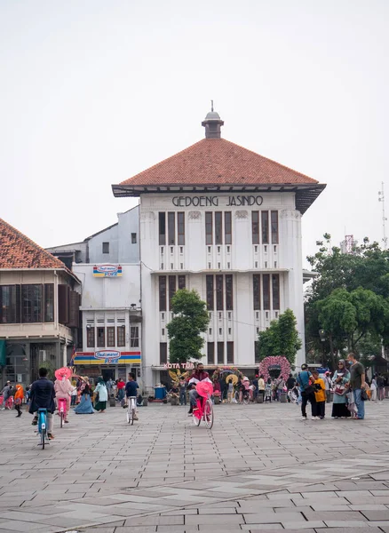 Jakarta Indonesien Oktober 2018 Folkmassa Runt Museum Fatahillah Kota Tua — Stockfoto