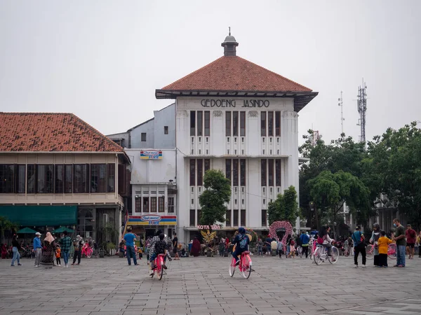 Jakarta Indonesien Oktober 2018 Folkmassa Runt Museum Fatahillah Kota Tua — Stockfoto