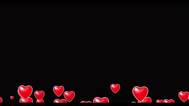 Die Liebessymbole Erscheinen Von Unten Nach Oben Video Zum Valentinstag — Stockvideo