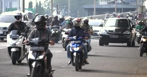 Jakarta Indonésie Června 2022 Dav Motocyklů Ulicích Jakarty Ránu — Stock video