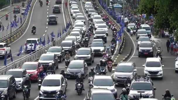 Jakarta Indonesia June 2022 Traffic Jam Fly Kampung Melayu Jalan — Stock Video