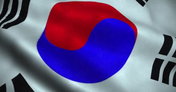 Corea Del Sur Ondeando Bandera Animación Bucle Sin Costuras Resolución — Vídeos de Stock