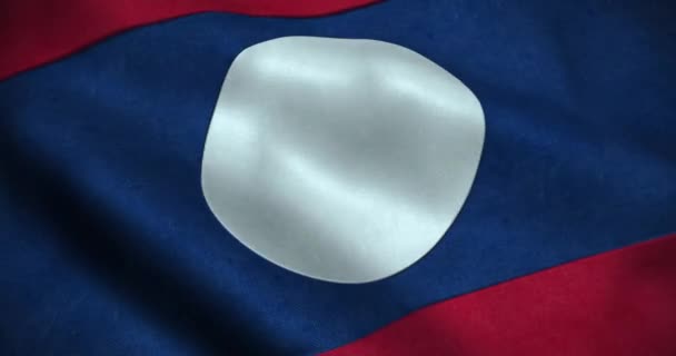 Λάος Κυματίζει Σημαία Απρόσκοπτη Κίνηση Βρόχο Ανάλυση — Αρχείο Βίντεο