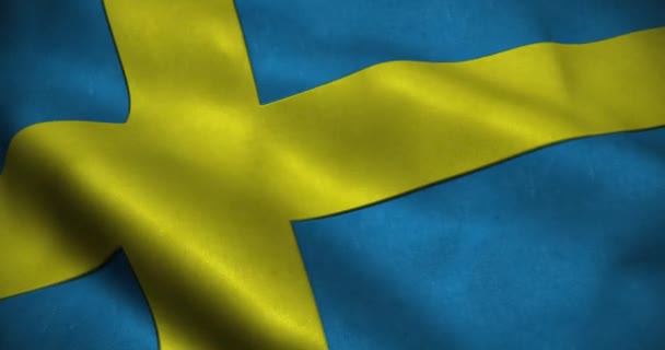 Sweden Waving Flag Seamless Loop Animation Resolution — стокове відео