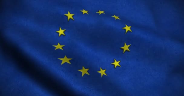 Unione Europea Sventola Bandiera Senza Soluzione Continuità Loop Animazione Risoluzione — Video Stock