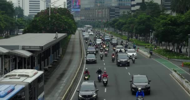 Jakarta Indonesia July 2022 Jakarta Traffic Jam Morning Rush Hour — Vídeo de Stock