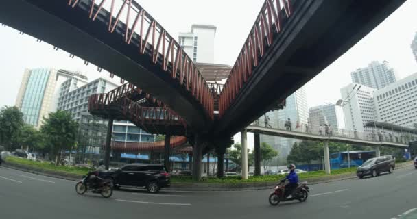 Jakarta Indonesia July 2022 Jakarta Traffic Morning Background Pinisi Pedestrian — Stok Video
