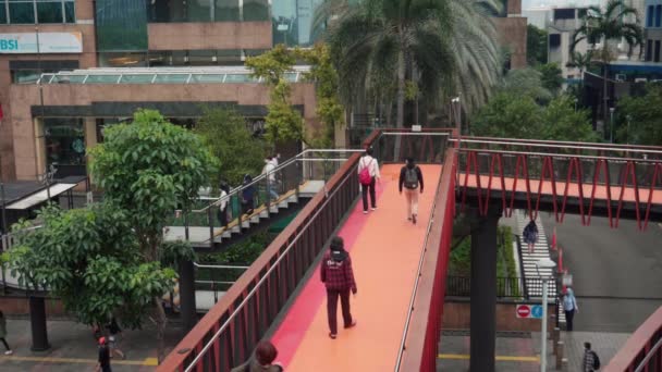 Jakarta Indonesia July 2022 Slow Motion People Crossing Pinisi Pedestrian — Stockvideo