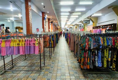 Cirebon, Indonesia-August 14, 2022: various Trusmi batik from Cirebon in a boutique