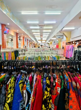 Cirebon, Indonesia-August 14, 2022: various Trusmi batik from Cirebon in a boutique