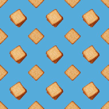 Mavi arkaplanda kare kurabiyeler pürüzsüz desen