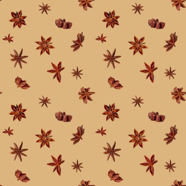 Bej arkaplan üzerinde yıldız anason deseni