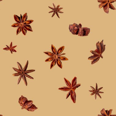 Bej arkaplan üzerinde yıldız anason deseni