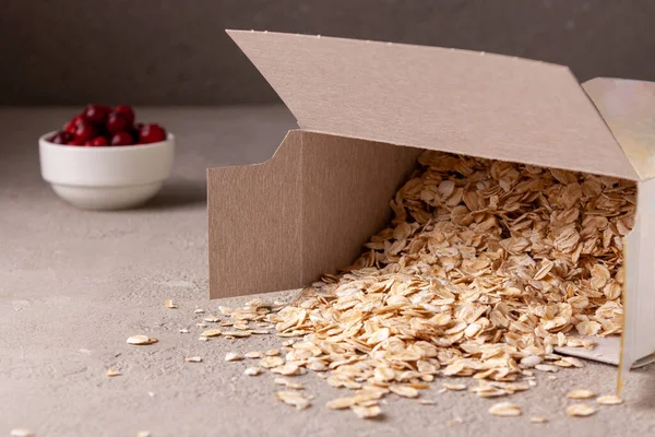 Instant Oatmeal Spills Out Box — Stock Photo, Image