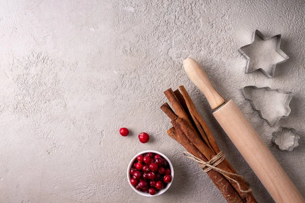 Canela Cranberries Cortadores Biscoitos Natal — Fotografia de Stock