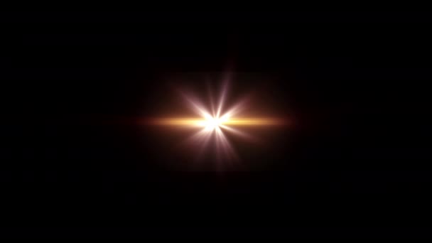 アブストラクトルーピングセンターゴールドライトレンズフレアフリッカー回転アニメーションの背景 4Kシームレスループ動的明るい星の光線効果 星の光の縞 — ストック動画