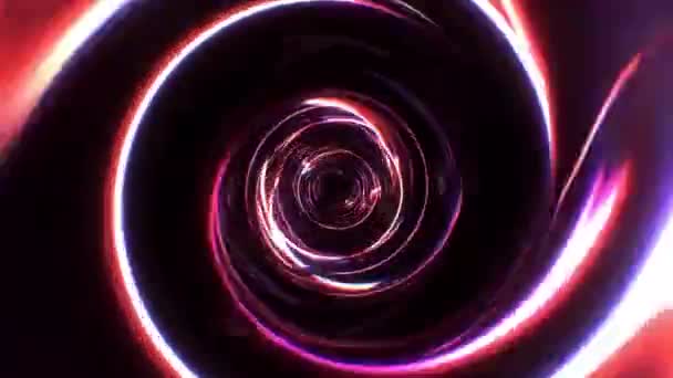 Looping Abstract Glow Dark Red Light Spiral Tunnel Gradient Strips — Stock Video