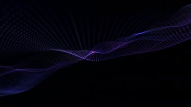 Soyut, pürüzsüz, pırıl pırıl, mavi, mor noktalı, parlak, parlak, dijital dalga parçacıklarının akış arkaplanı, dijital veri akışının hareketi. Büyük veri arkaplanı kavramı. Siber ya da teknoloji arka planı