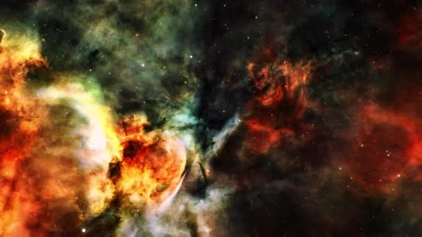 Loop Space Vuelo Exploración Del Espacio Profundo Viaje Nebulosa Naranja — Vídeo de stock