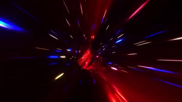 Abstrato Túnel Warp Hiperespaço Vermelho Escuro Através Tempo Animação Espacial — Vídeo de Stock