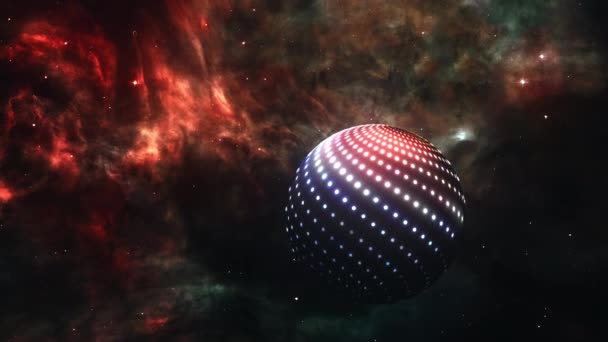 Galáxia Abstrata Viajando Com Planeta Digital Espaço Com Nuvem Nebulosa — Vídeo de Stock
