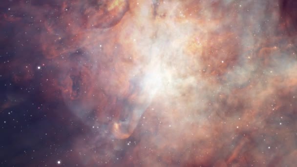 Space Flight Genom Vackra Moln Nebulosa Render Sömlös Loop För — Stockvideo