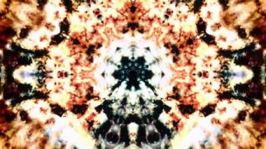Soyut Parlayan Güç Çok Renkli Enerji Bulutlu Işık Hipnotik Kaleydoskop Görsel Döngü. 4K 3D kusursuz döngü fraktal mavi kıvılcım sihirli alev mandala arka plan VJ DJ döngü sahne, geçiş, başlık.